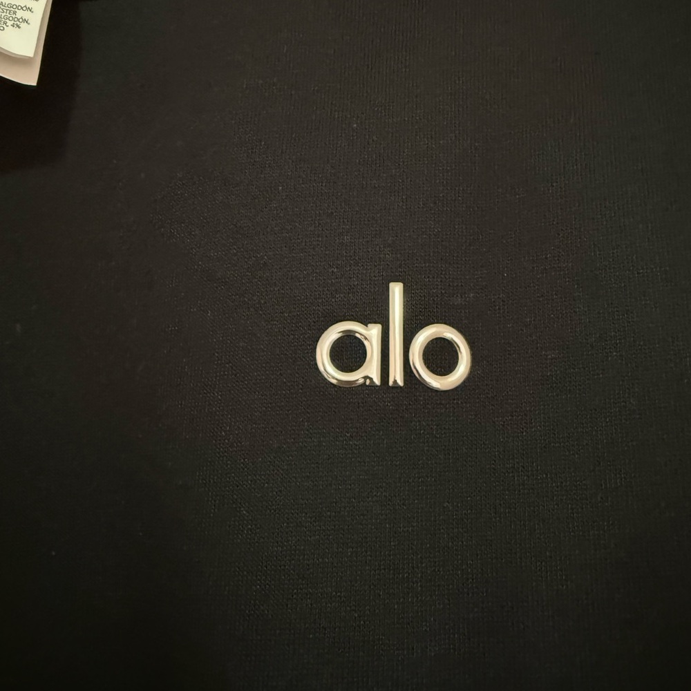 ALO Yoga Men's Black Crewneck Sweatshirt with White Logo - Picture 3 of 3